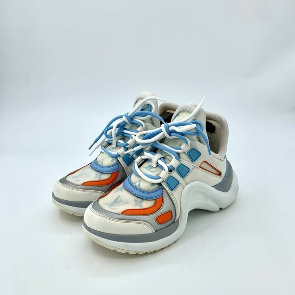 Louis Vuitton Archlight Sneakers Womens White Blue Orange Leather & Mesh Designe - Picture 1 of 9
